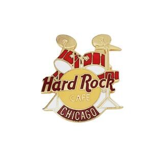 Vintage OLD STOCK Hard Rock Cafe Lapel Hat Pin Chicago Illinois Drum Kit Music